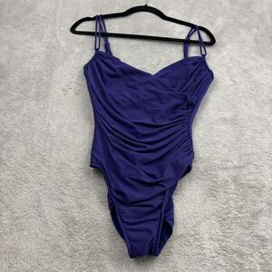 VTG Magicsuit One Piece Ruched Swimsuit Women 12 Purple Underwire Beach Vacation